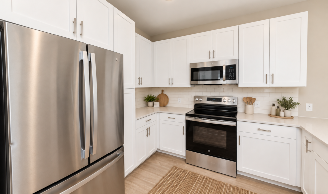 kitchen with stainless steel appliances and granite counters