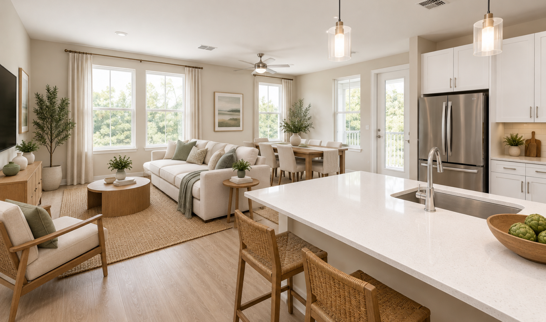 kitchen with stainless steel appliances and granite counters